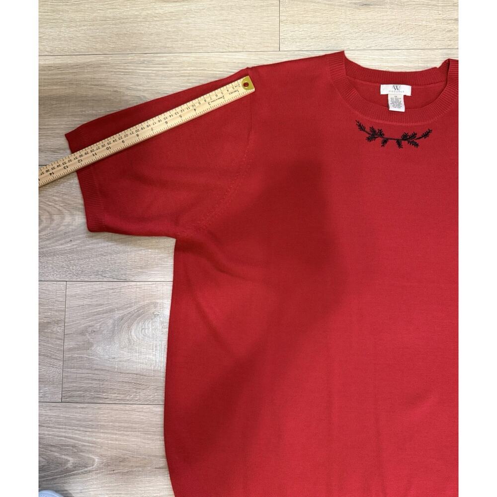 Westbound Red Knit Sweater Top 3X Plus Size Short Sleeve Embroidered Detail NWT - Picture 9 of 10